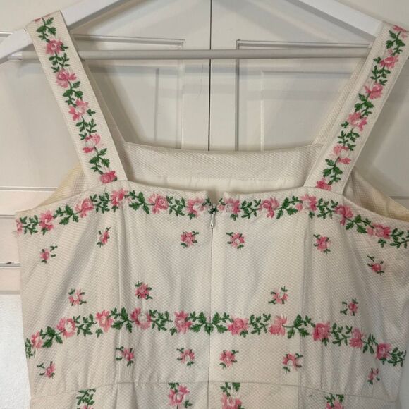 Coldwater Creek white embroidered floral tank dress size 6 - Picture 4 of 11